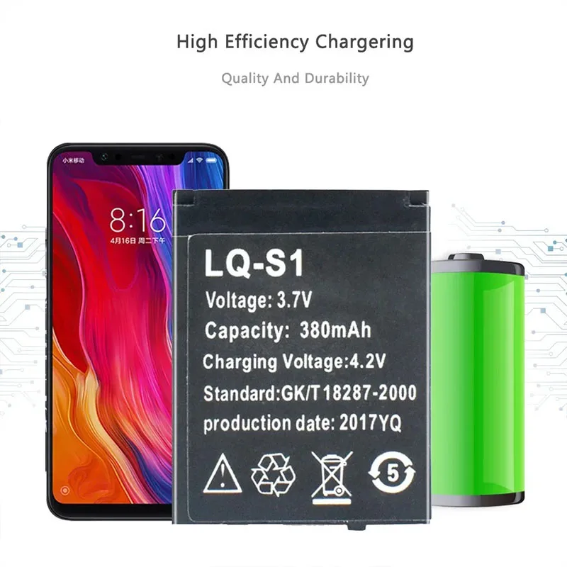 PURFIELD Smart Watch Battery LQ-S1 3.7V 380mAh lithium Rechargeable Battery For Smart Watch QW09 DZ09 W8 Universal Watch Battery
