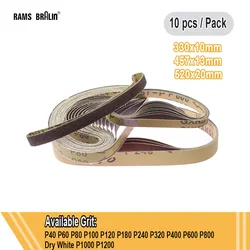 10 pezzi 520 x2 0mm/330 x1 0mm/457x13mm nastri abrasivi abrasivi per Mini levigatrice a nastro d'aria