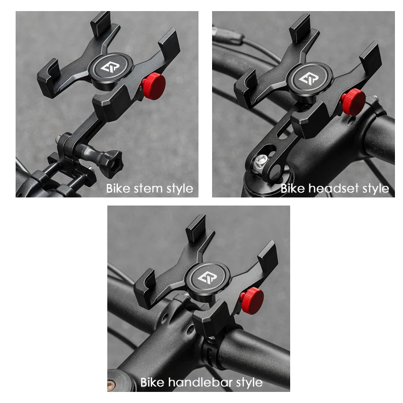 ROCKBROS Aluminum Handlebar Cell Phone Bicycle Stand Adjustable Stem / Headset Style Phone Holder for Bike Motorcycle E-bike