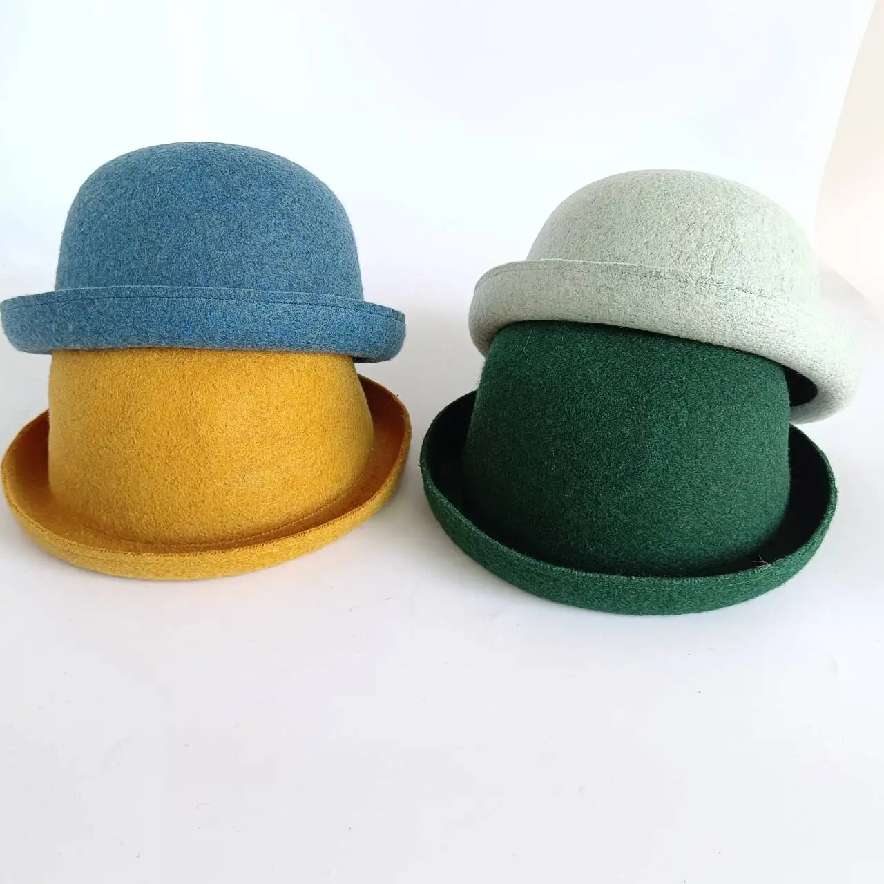 Autumn and winter 100% round top hat Japanese JK uniform small round hat fisherman hat curled brim hat
