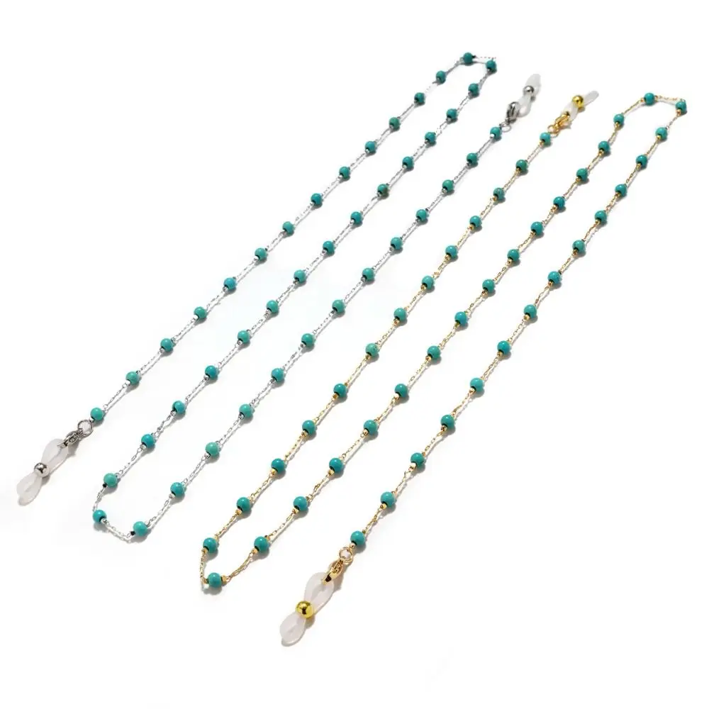 Turquoise Beads Glasses Chain Anti-Lost Neck Strap Eyeglass Holder Necklace Hanging Neck Beaded Sunglasses Chains Outdoor Use