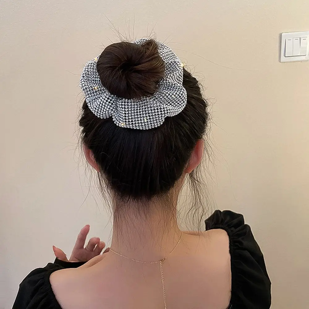 

Large Trendy Women Ponytail Holder Hair Accessories Crystal Hair Ties Women Hair Bands Korean Style Scrunchies Hair Ropes