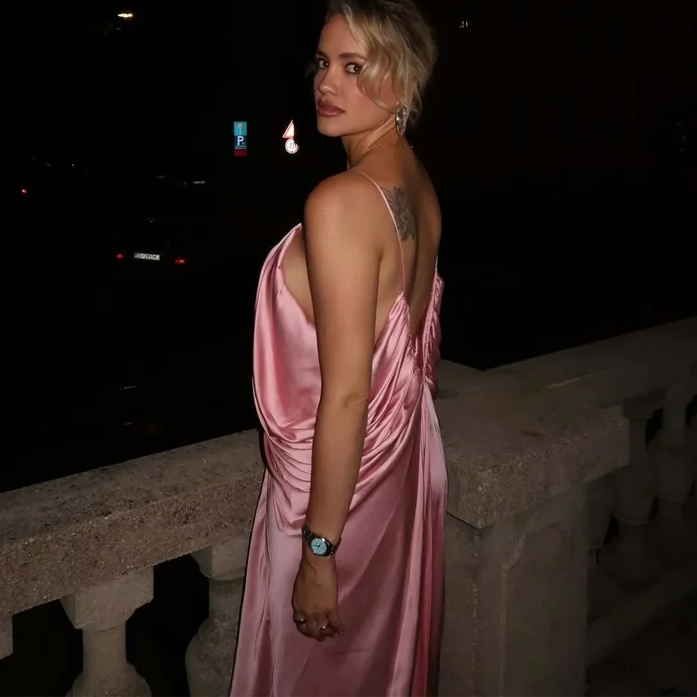 KONDALA 2025 Spring Summer Draped Beach Style Women Dresses Fashion Streetwear V Neck Solid Loose Ladies Sleeveless Cami Dresses