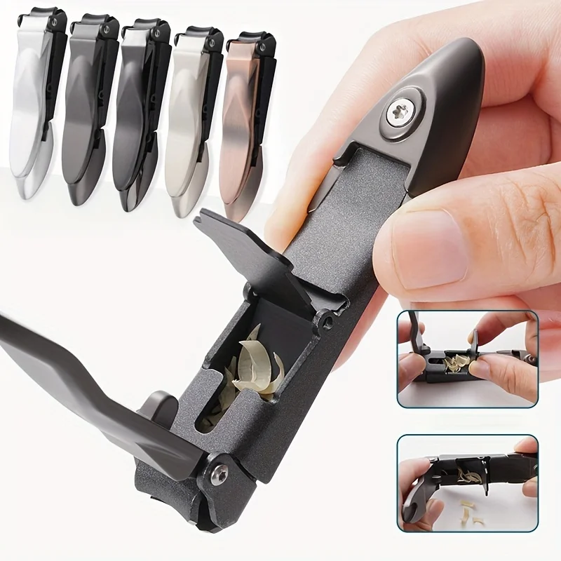1-teiliger Nagelknipser für Männer mit Auffangbehälter - Scharfer, robuster Selbstsammlender Nagelschneider mit Ergonomischem Hebel für Fingernägel