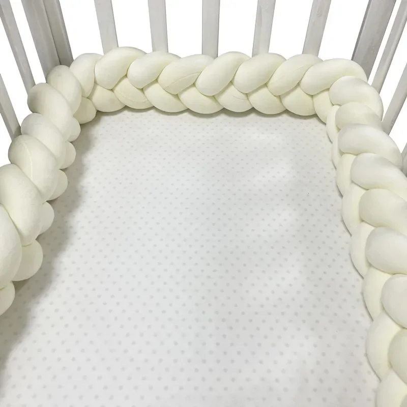 200CM Three-strand Bed Fence Anti-collision Rail Hand-woven Newborn Crib Safety Cushion