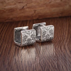 Retro Popular Tang Grass Pattern Earrings for Men and Women Hypoallergenic Ear Buckles Hip Hop Rock Beads