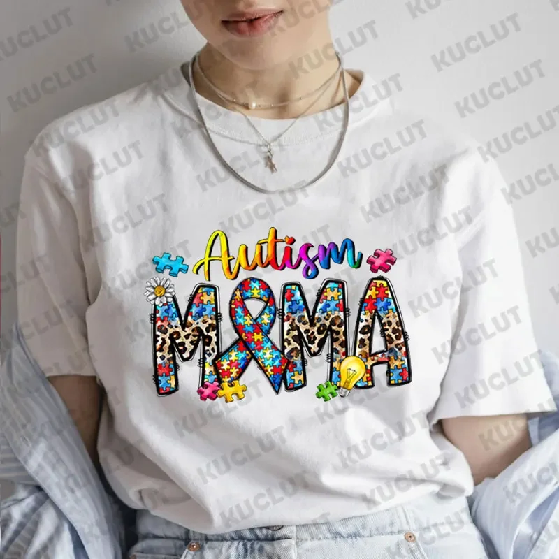 Autism Awareness Neuro Diverse Mommy T-shirt for Women Summer Short Sleeve Tees Autism Support Tops Harajuku Graphic Tshirt