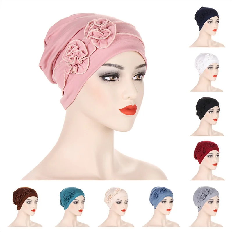 

Elastic Muslim Hijabs Turban for Women Beanie Cap Soft Cotton Bonnet Head Wrap Warm Hat High Quality Winter 1Pc