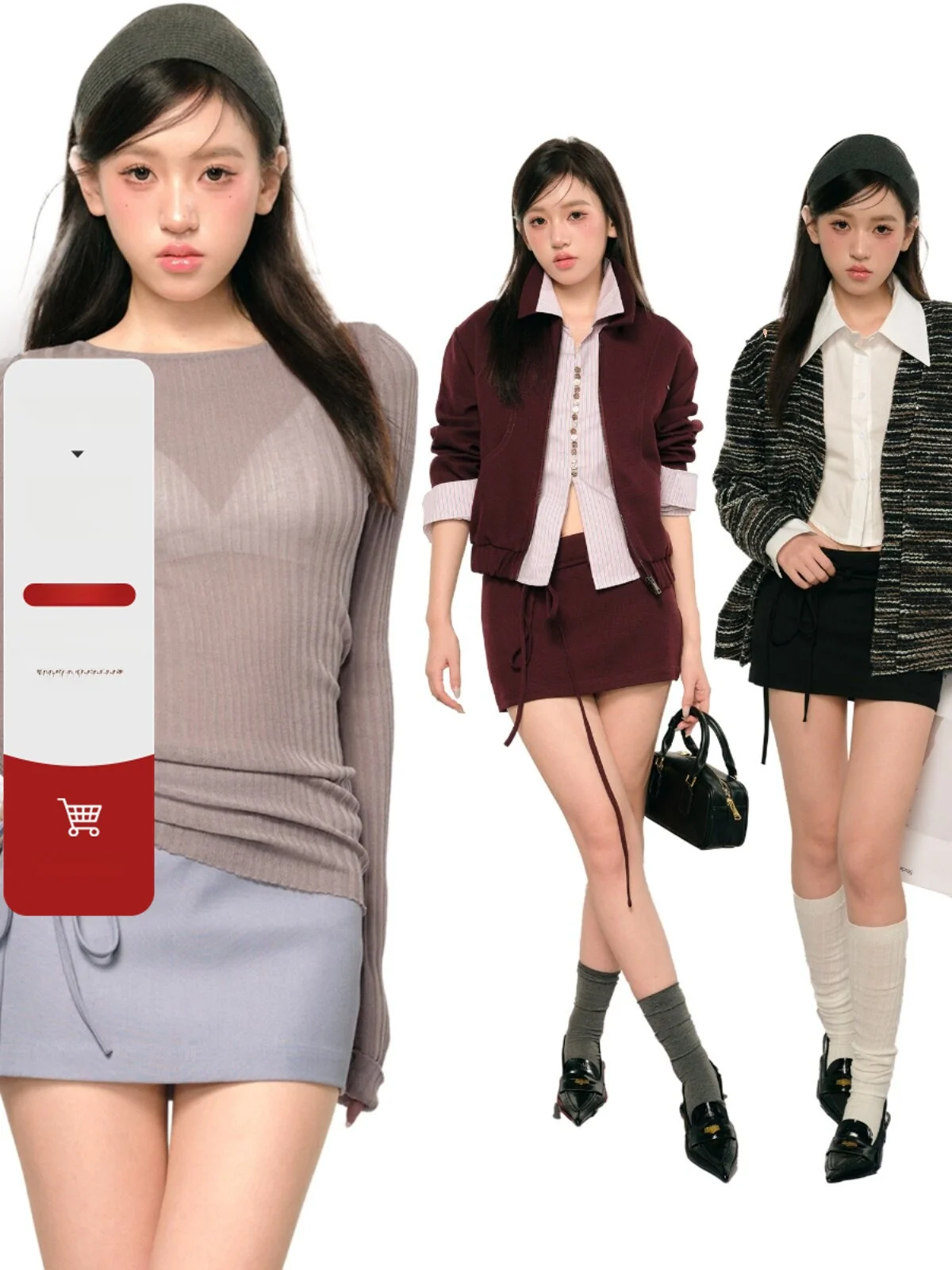 

F1os High Waist Straight Velvet Skirt Women's Three Color Bow Tie Suit Style Short Skirt Polyester And Rayon Blend