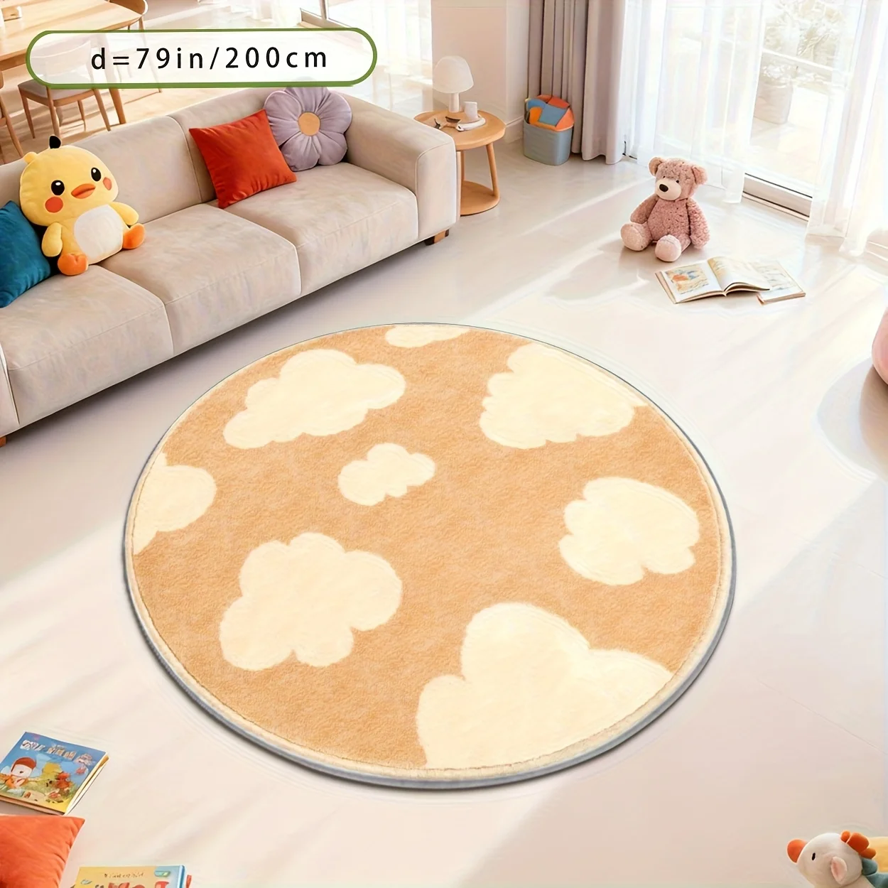 Decorative Fluffy Round Cloud Area Rug for Nursery Room Living Room Soft Carpet Mat Kids Bedroom Home Decor