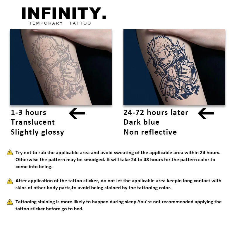 Pegatina de tatuaje temporal de Anime, tatuaje mágico impermeable, dura hasta 8-15 días, tatuaje falso, tatuaje semipermanente