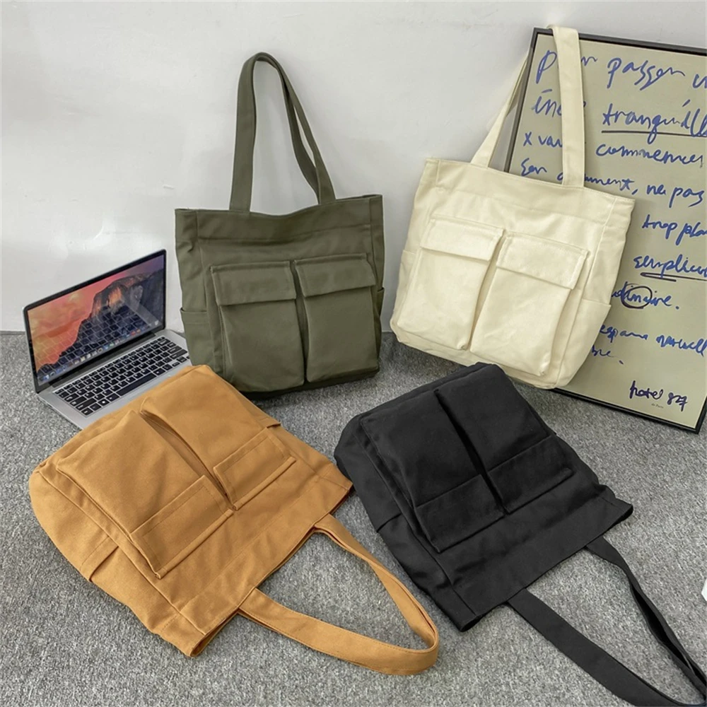 Bolso de mano Vintage para mujer, bolsa de hombro cuadrada de lona informal, bolso cruzado de gran capacidad, Unisex