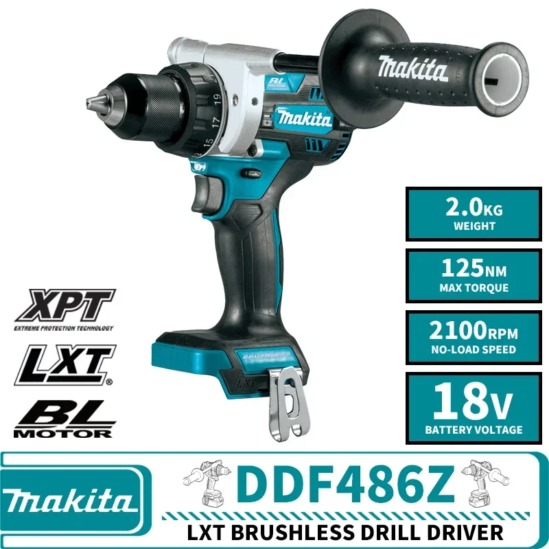 Makita DDF486Z LXT Бесщеточная аккумуляторная дрель-шуруповерт 18 В Литиевые электроинструменты 2100 об/мин 125 нм