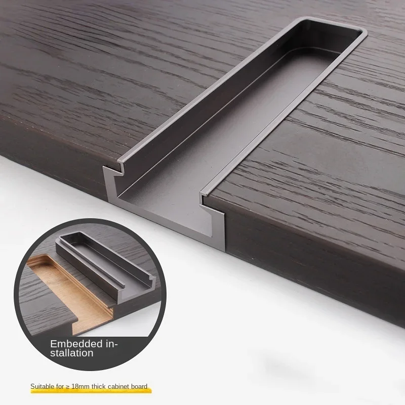 1pc Cabinet Door Handle Built-in Button Hand Modern Simple Sliding Door Closet Handle Drawer Shoe Cabinet Hidden Handle