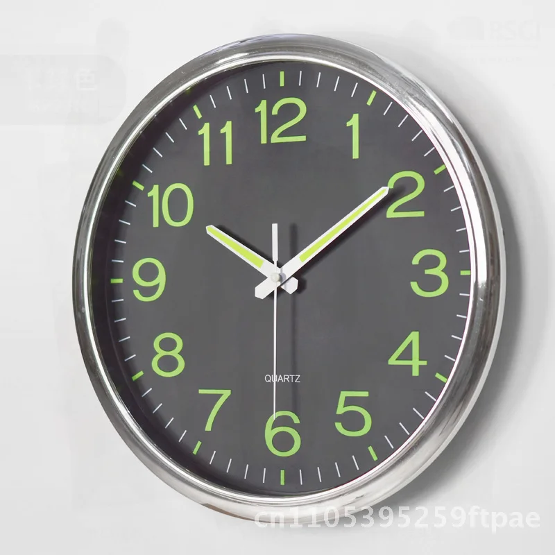 12 Inch 30CM Luminous Plastic Wall Clock Quartz Movement Bedroom Living Room Decor Simple Design with Logo Battery Powered