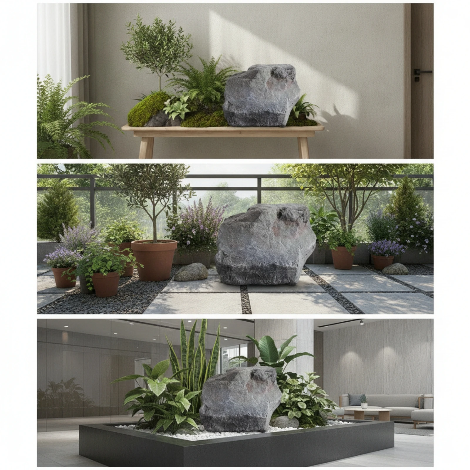 Faux Rock Ornament Textured Foam Rock Artificial Stone Versatile Stone with Charm Shape Grey for Landscapers, Garden, Courtyard