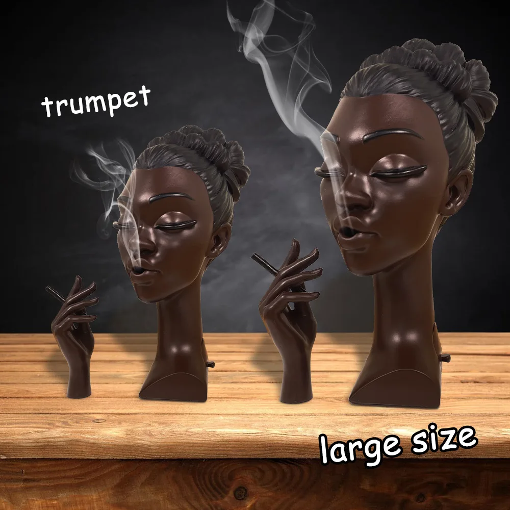 Black Smoking Ladies Incense Burner Resin Desktop Ornament Character Statue Incense Burner Ornament - No Aromatherapy