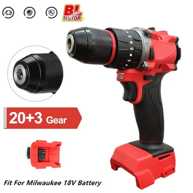 For Milwaukee 18V Battery Brushless Electric Drill 20+3 Torque Cordless Impact Drill Hammer Multifunctional Power Tools