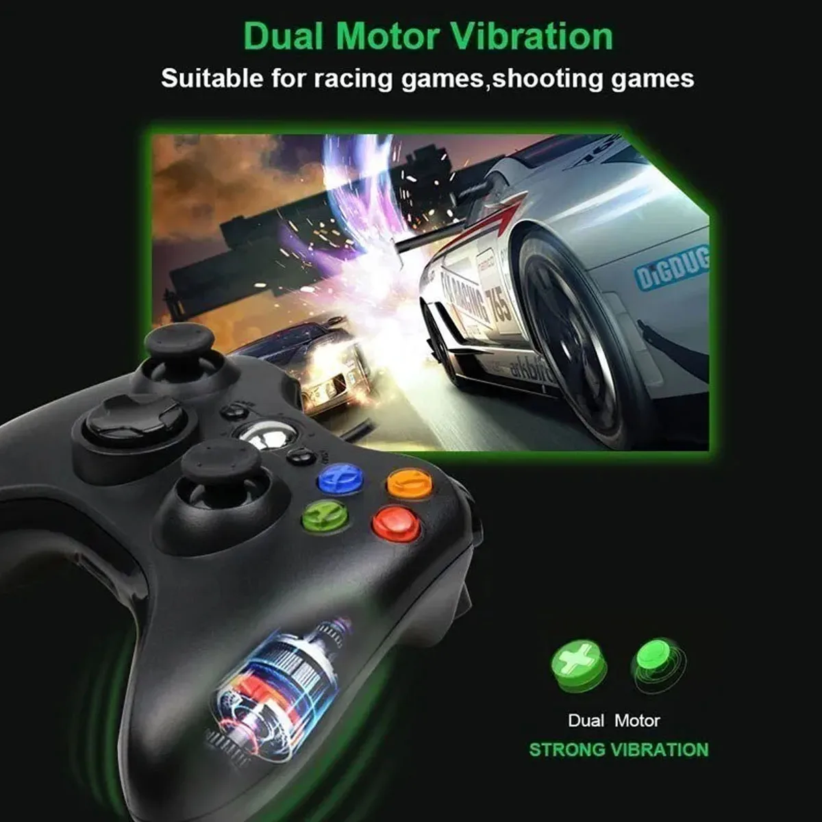 Wireless/Wired Controller For  360 Game Controller with Dual-Vibration Turbo Compatible with  360/360 Slim and PC Window image 4