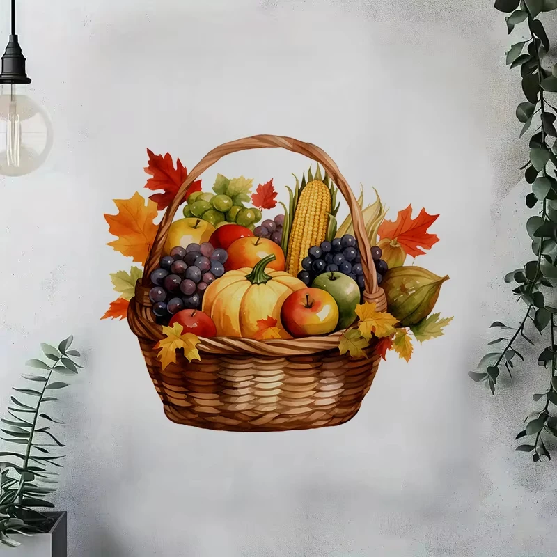 Fruit Basket Self-Adhesive Wall Decal - Removable, Reusable Transparent Sticker for Kitchen & Living Room Decor S1008