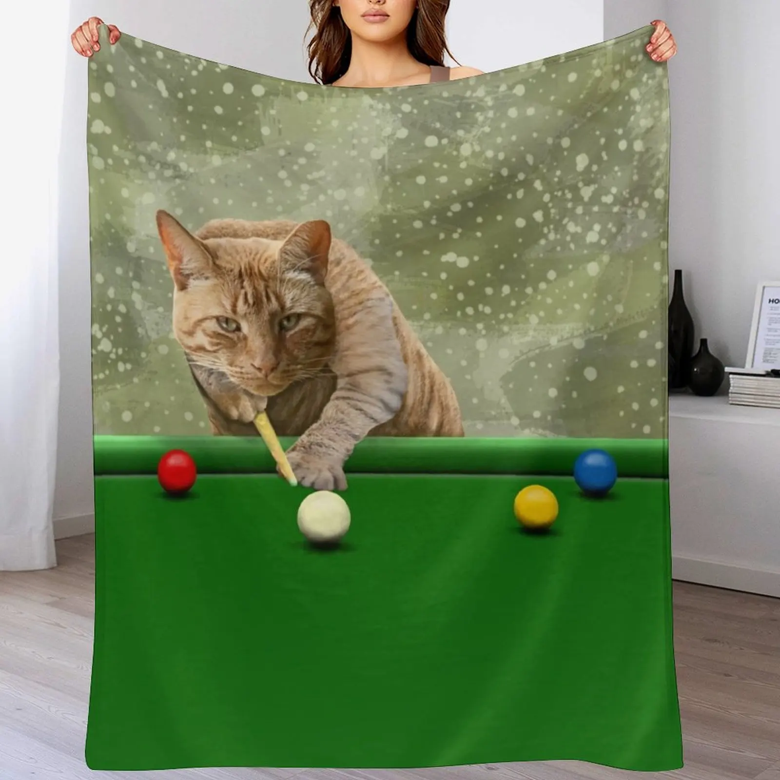 SNOOKER CAT Throw Blanket