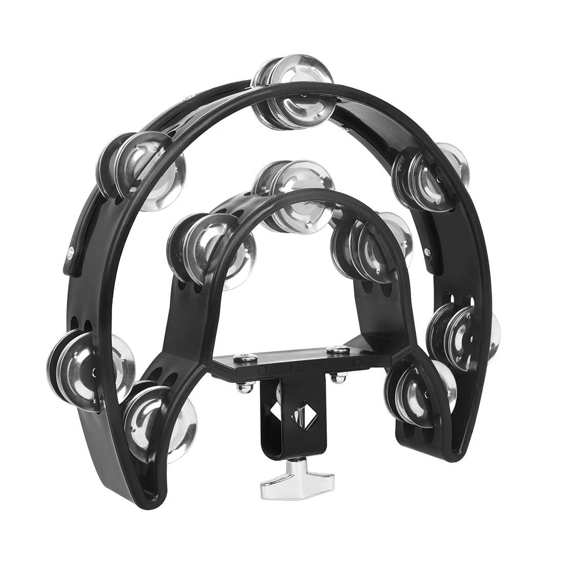 Jazz Drums Double Layer Handbells Metal Bell Rings ABS Black Tambourine Orff Percussion Instruments Jazz Drums Percussion Bell