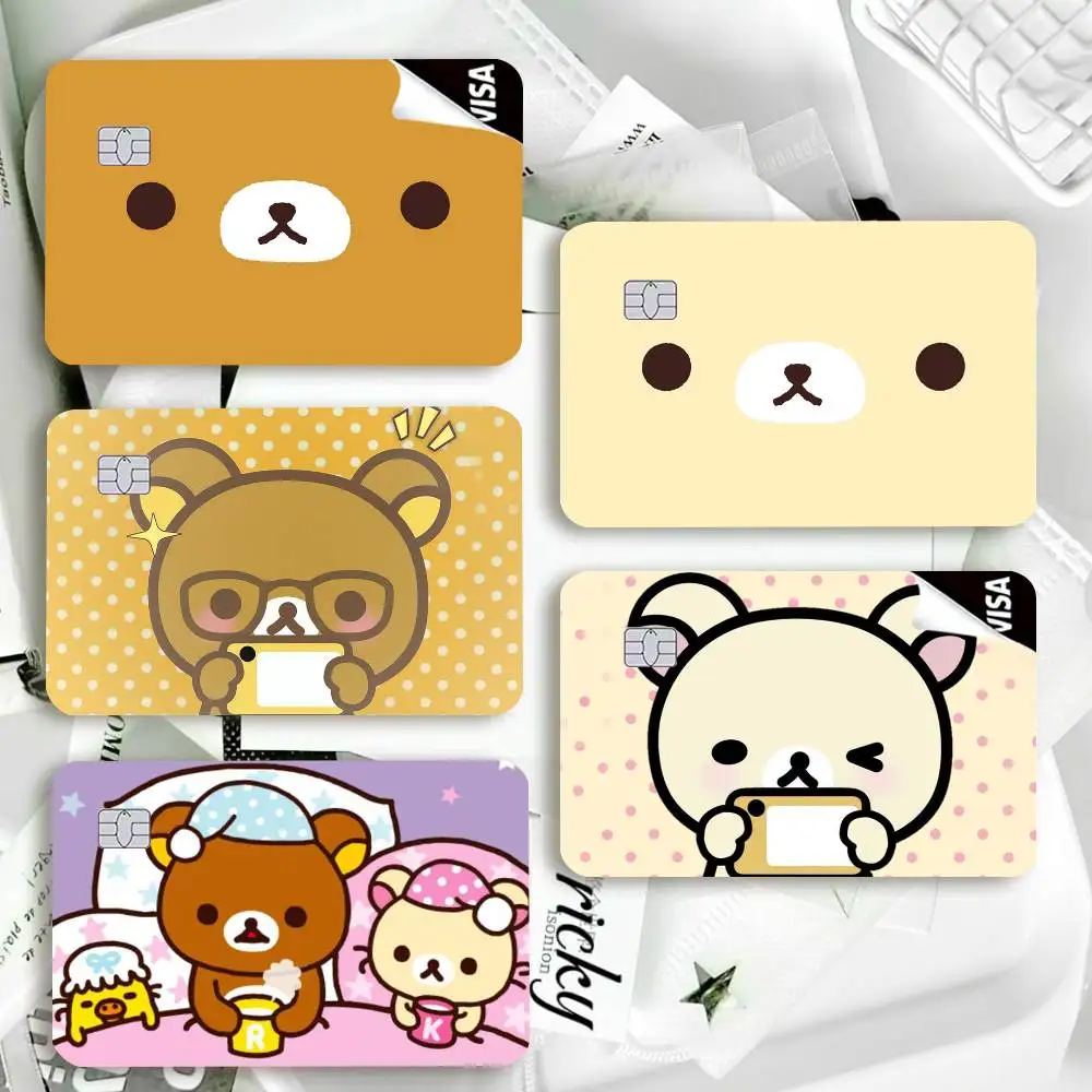 Cute R-Rilakkuma Waterproof Film Skin Cover Credit Card Stickers Debit Front Bank Bus Pass