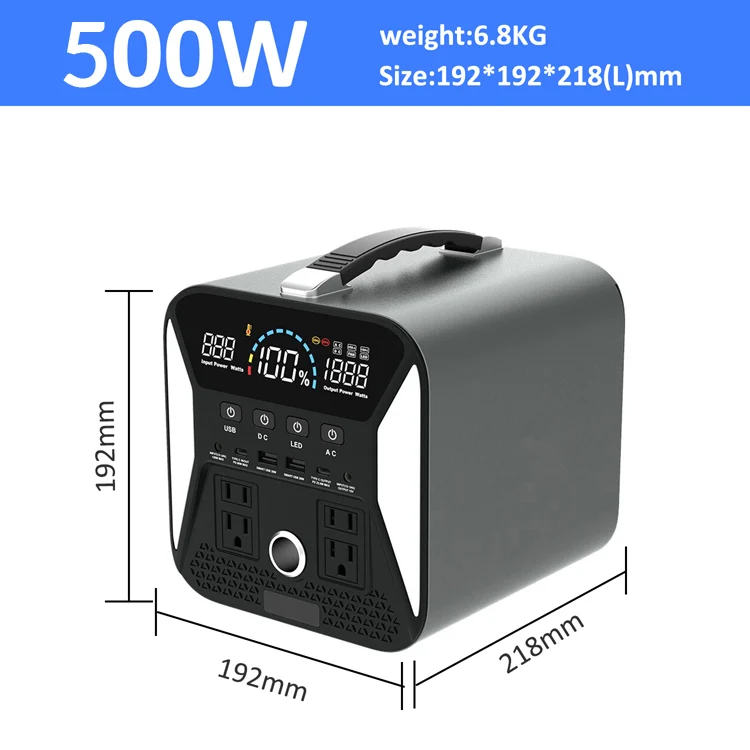 Portable Power Station 500W with 135200mAh Energy Storage Battery Outdoor Solar Generator