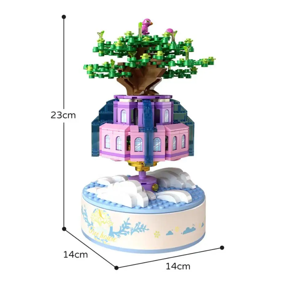 子供の遊園地ビルディングブロックおもちゃ、ツリーハウス、城、クリエイティブ、建設ボックス、建設レンガ、教育玩具、ギフト