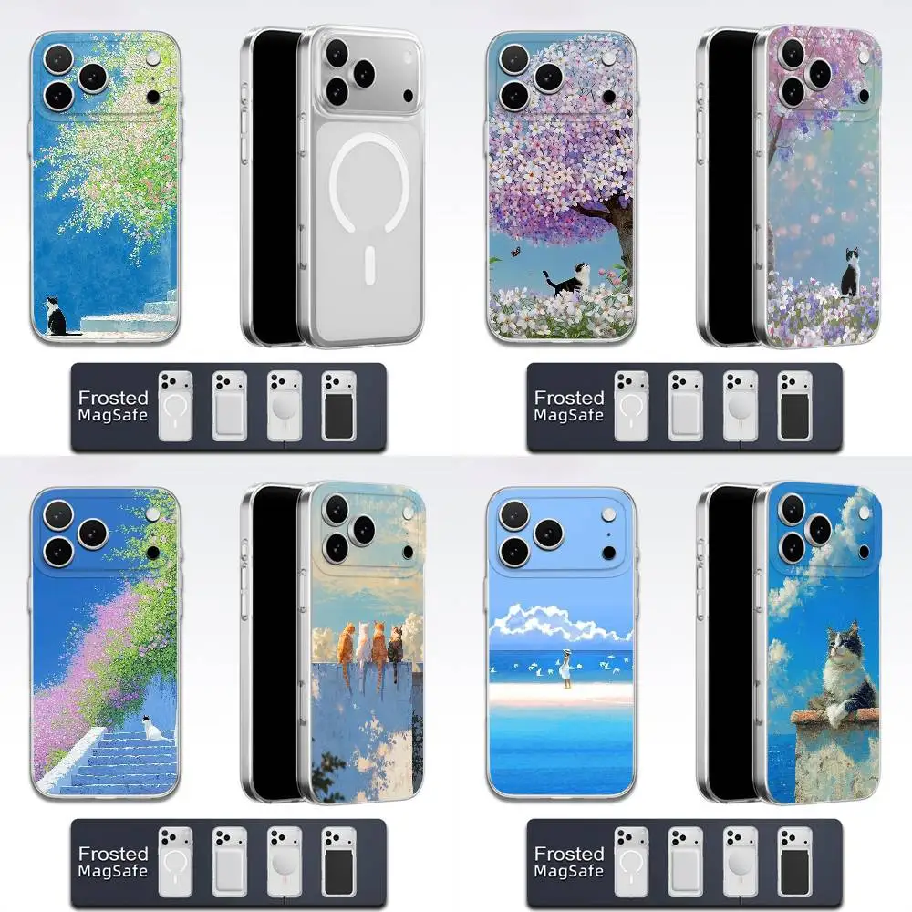 

D-David Hockney Art Cat Phone Case For iPhone 17,16,15,14,13,12,11,Pro,Max,Plus,E,Air,Mini Magsafe Frosted Transparent