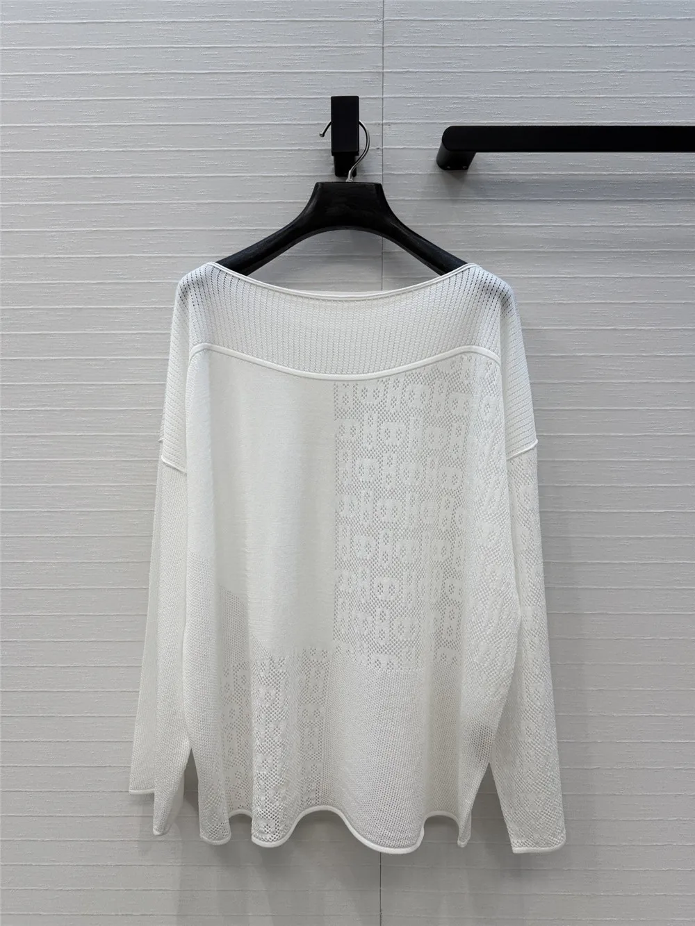 

26 Early Spring New Product Women's One Word Neck Hollow Knitted Casual Versatile Top