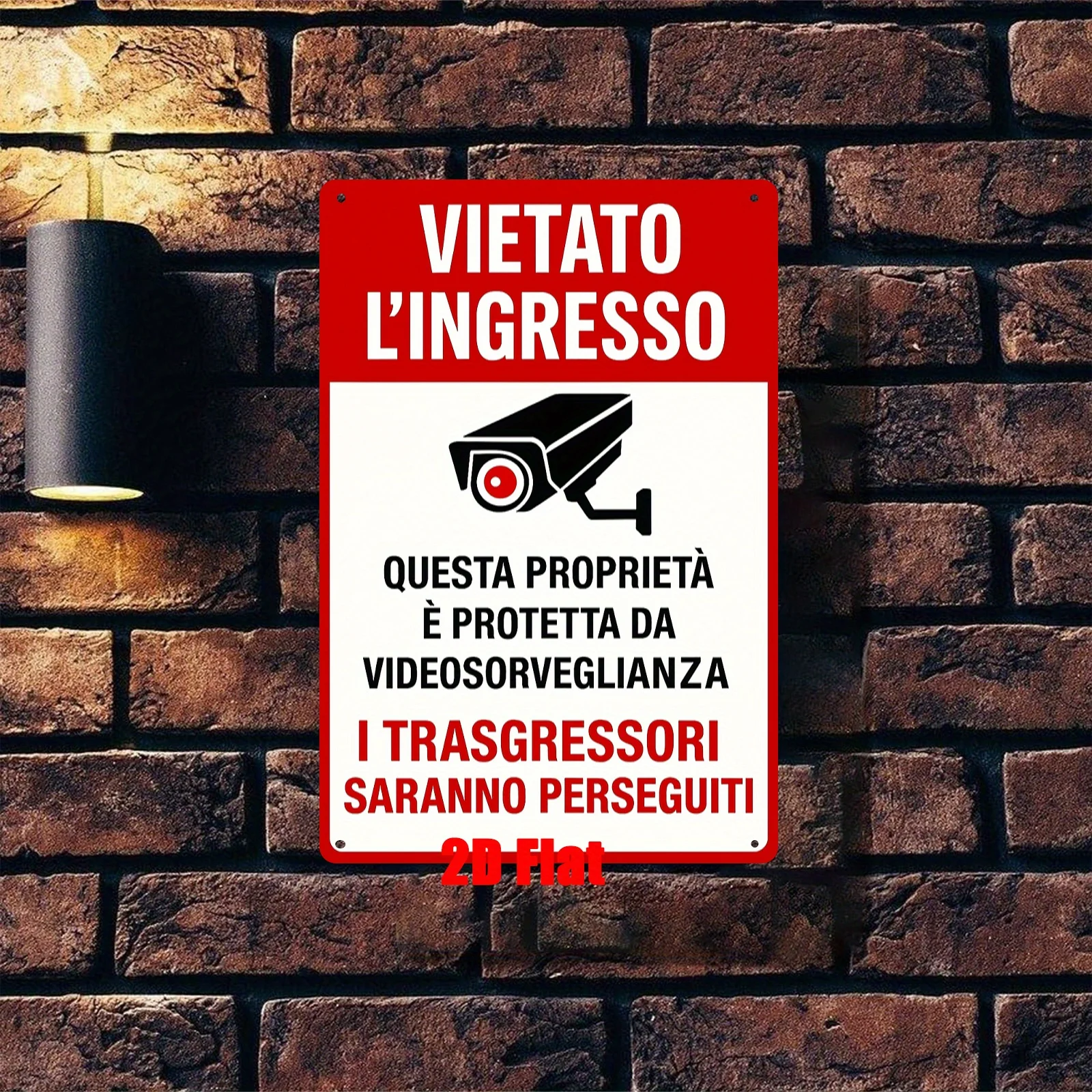 ,  Metal Wall Sign, Wall Decoration, Italian Forbidding Intrusions Theme Iron Mural, Suitable for Private Homes, Courtyards, Lan