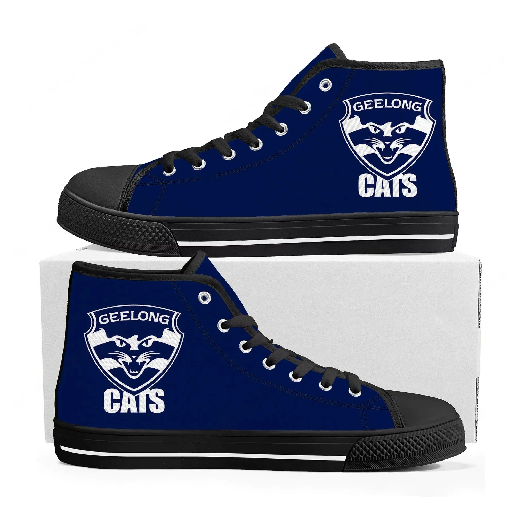 

Высокие кроссовки Geelong Cats для австралийского футбола, мужские, женские, подростковые, высококачественные кеды из канваса, повседневная обувь, обувь на заказ