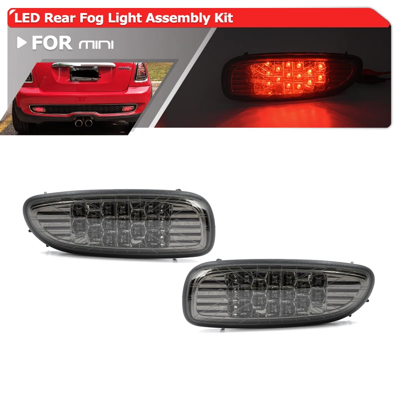 Fits For Mini R56 R57 R58 R59 S JCW Led Rear Fog Running Light Lamp Assembly Kit Smoke Lens Union Jack Style Car-Styling