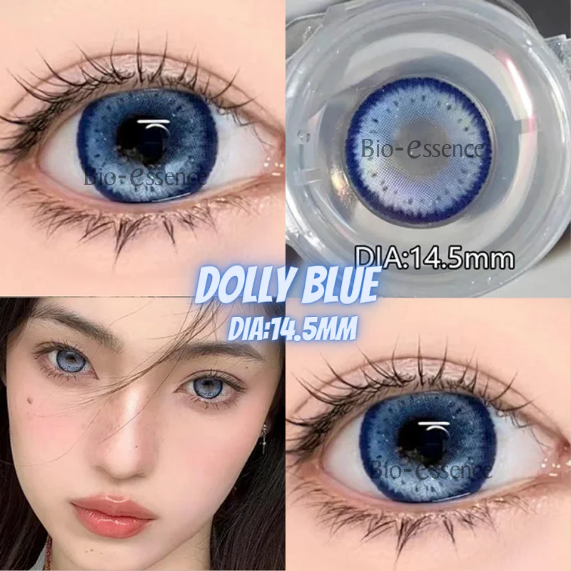 Bio-essence 2Pcs Colored Contacts Lenses with Myopia Yearly Green Brown Lens Korean Big Eyes Colored Makeup Lens Fast Delivery