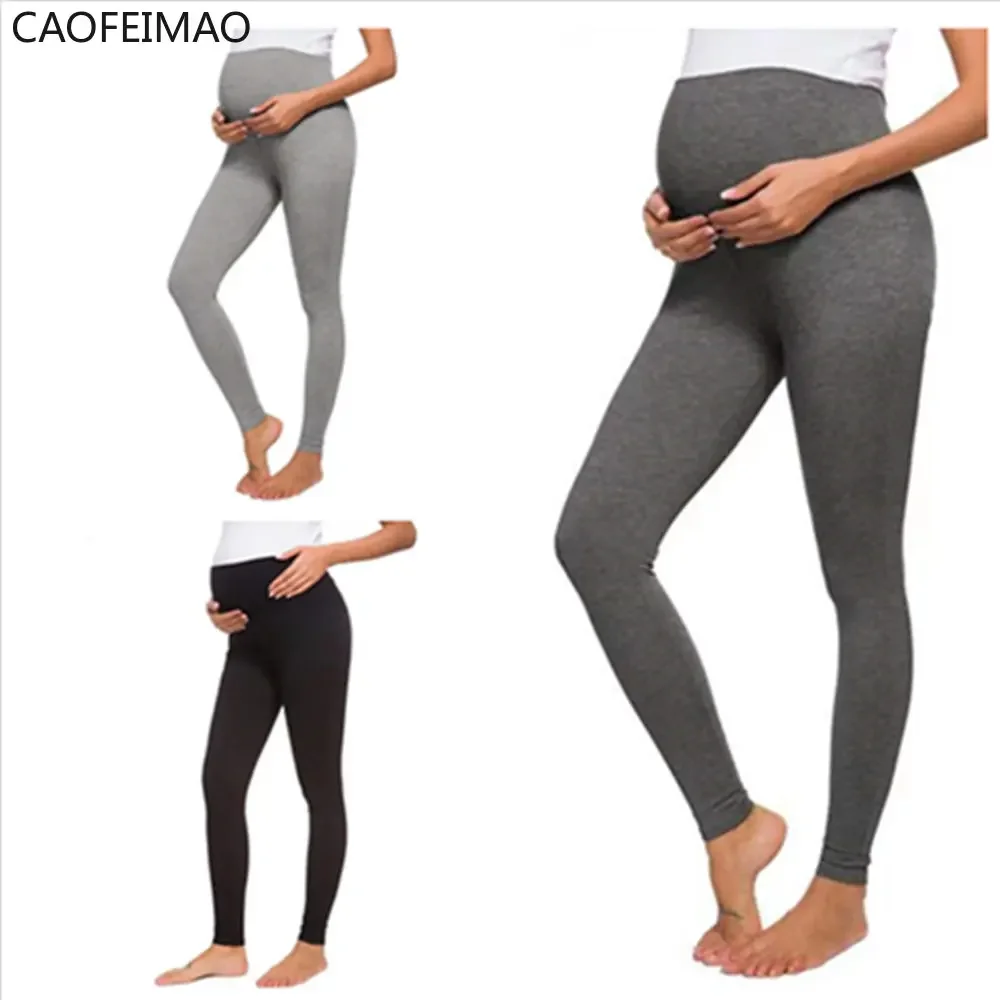 

Caofeimao 2025 High Waist Casual Tight Leggings Adjustable Large Size Pregnant Women Soft High Elastic Waist Leggings