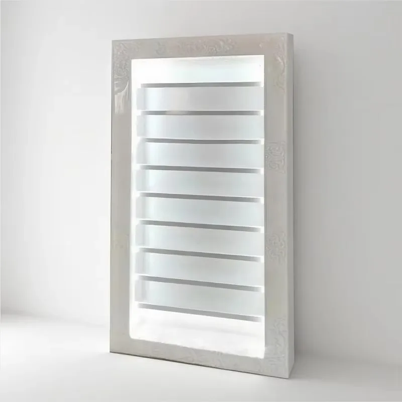 Modern European Styling Heavy  All White Wood Panel Nail Rack Shelf LED Lights Storage for Apartment Supermarket Use