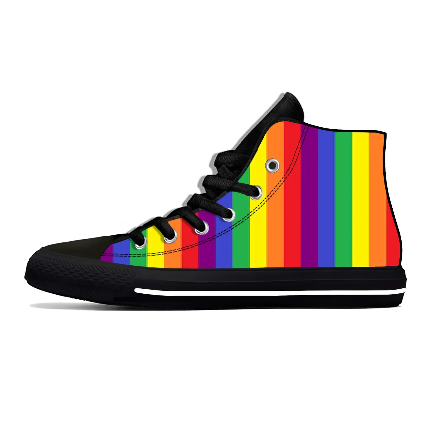 LGBT LGBTQ Gay Lesbian Rainbow Pride Flag Cartoon Casual Cloth Shoes High Top Comfortable Breathable 3D Print Men Women Sneakers