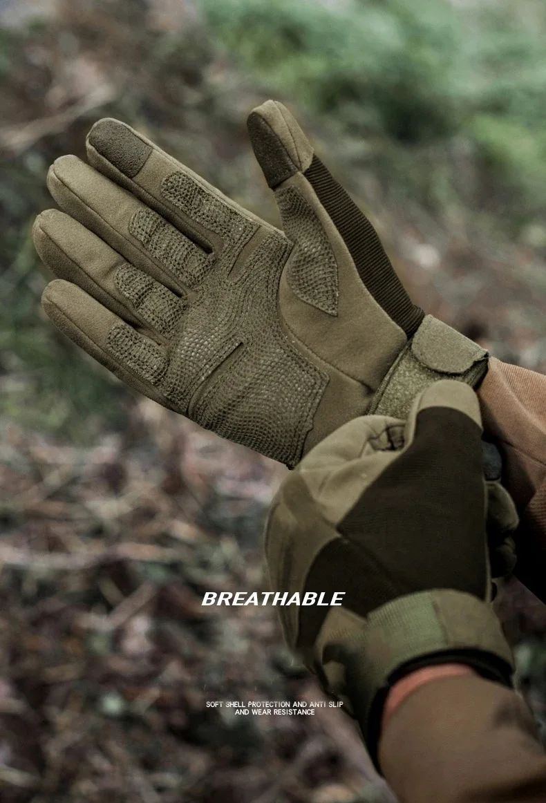 Taktische Handschuhe mit vollständiger Fingerbedeckung, atmungsaktiv, verschleißfest, bieten Fingerschutz, geeignet für den Einsatz im Freien, für Schießsport mit Luftgewehren, mit Touchscreen-Funktion, Jagdzubehör. – Detail 3