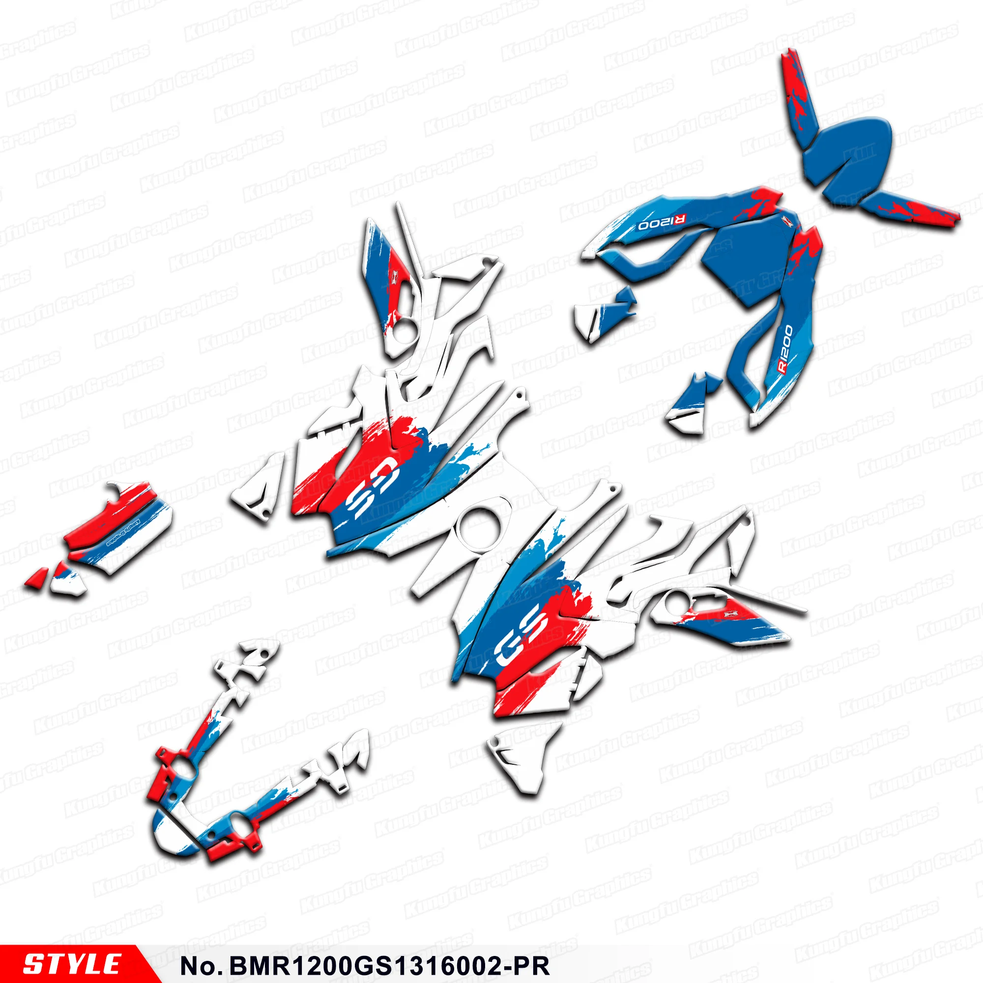 JY RACING Sticker Sheet Racing Graphics for R1200 GS R1200GS 2013 2014 2015 2016, BMR1200GS1316002-PR