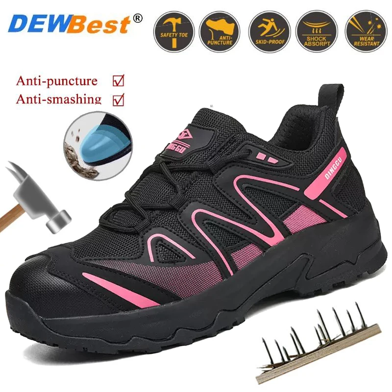 Men's and Women's Lightweight, Impact-Resistant, Puncture-Resistant, Slip-Resistant, and Durable Summer Breathable Work Shoes