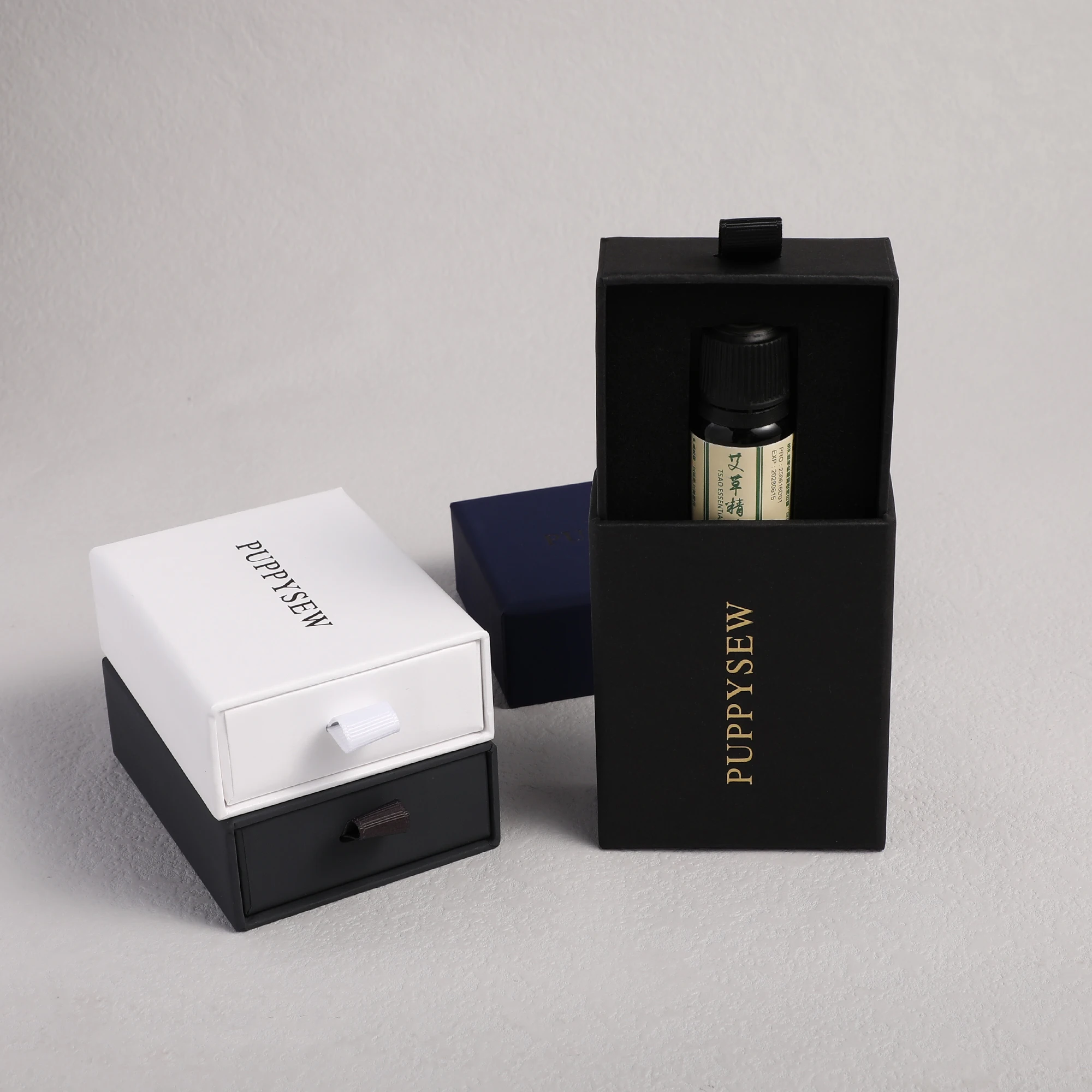 

PUPPYSEW 9*7cm Essential oil Bottle Sliding Drawer Box Handmade Perfume Bottle Packing Box With Logo