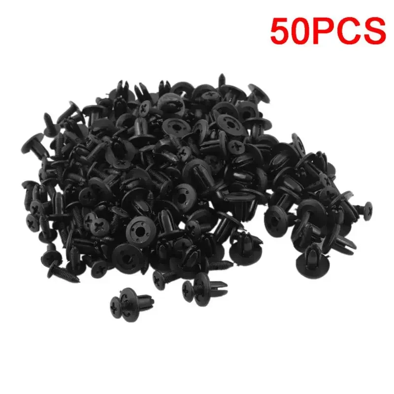 

50pcs Plastic Rivets For Car Body 6mm Hole Dia Black Retainer Fastener Fender Bumper Push Pin Clip Universal Vehicles Accessorie