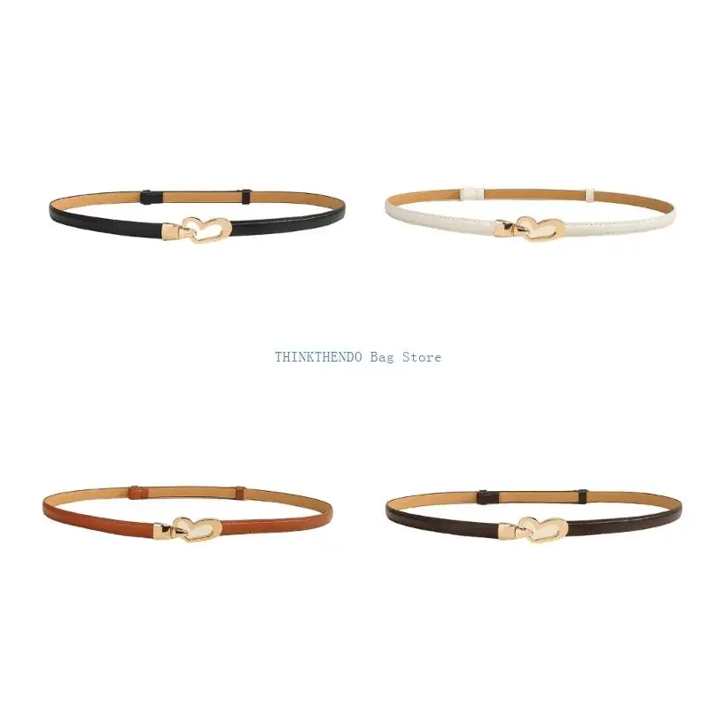 

340D Comfortable Adjustable Waist Strap Belt Slin Waistband for Women Stylish Heart Clasp Detail PU Leather Daily Wear