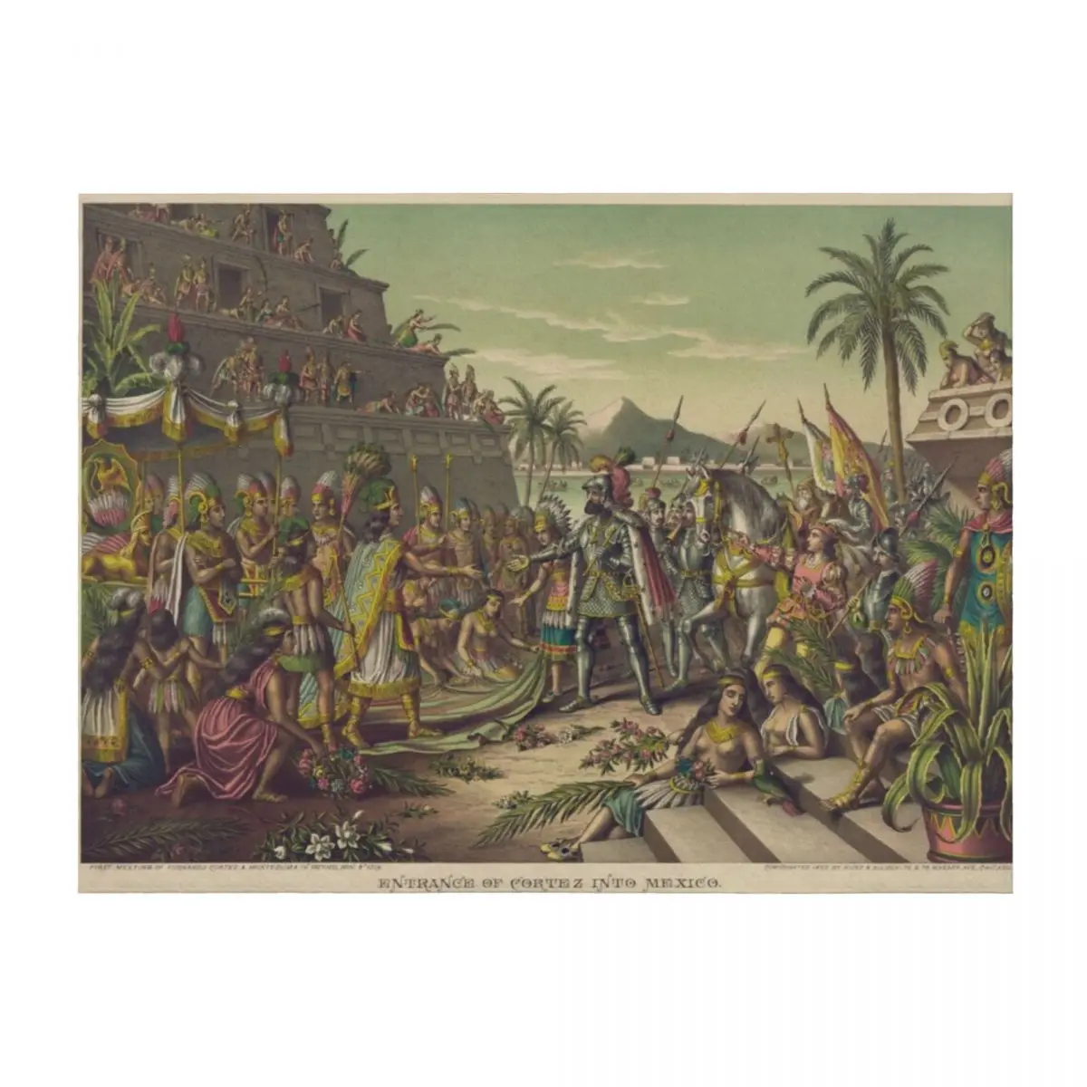 

Entrance of Cortez into Mexico Meeting Montezuma November 8 1519 Throw Blanket Tourist Kid'S Soft Plush Plaid halloween Blankets