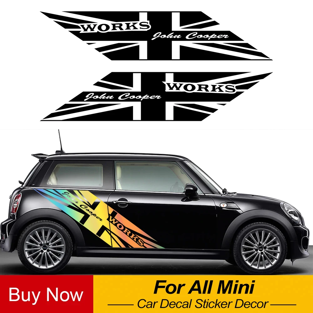 

Наклейка на боковую дверь автомобиля Union Jack, виниловые водонепроницаемые наклейки, декор для Mini Cooper S JCW Countryman F56 F55 F60 R56 R60 R61 R56 F54