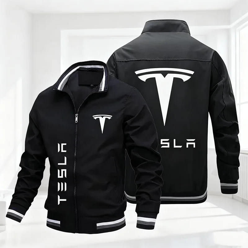 Vestes tendance de haute qualité pour hommes, emblèmes de voiture Tesla, veste d'équitation en plein air pour moto, vêtements de course de motard, manteau à manches longues