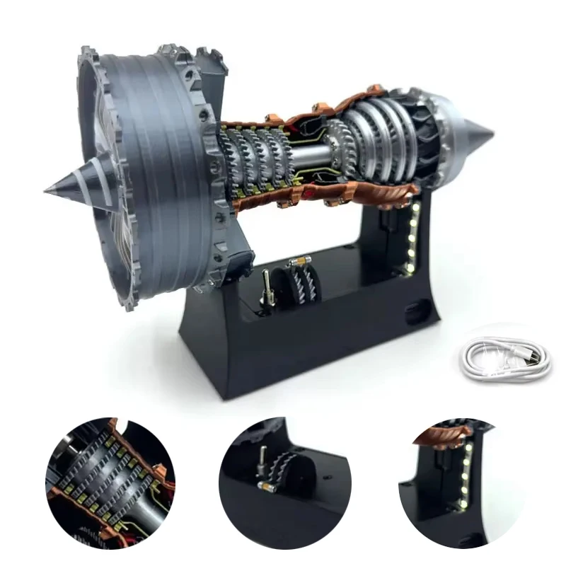 

TR900 Simulation Turbofan Engine Model 25CM 3D Printing Aviation Model LED with Switch Finished Toy Gift