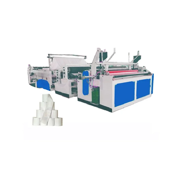 Full Automatic, Toilet Tissue Jumbo Paper Roll Rewinding Machine With Embossing Roll And Perforating Device