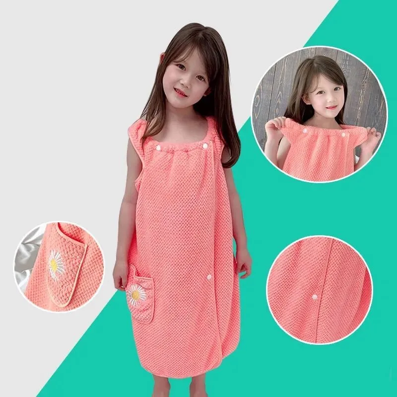 Children's bathrobe bath towel super soft wrapped shower skirt coral velvet children's bathrobe soft comfortable beach towel